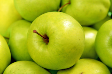 Ripe green apples close up
