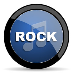 rock music blue circle glossy web icon on white background, round button for internet and mobile app