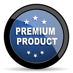 premium product blue circle glossy web icon on white background, round button for internet and mobile app