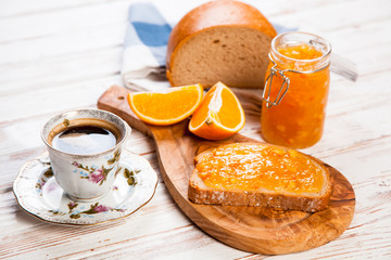 Slices of bread with jam