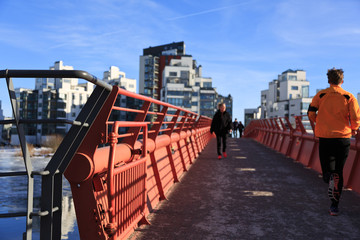Fototapeta na wymiar Bridge to the fashionable part of Västerås, Sweden