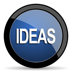 ideas blue circle glossy web icon on white background, round button for internet and mobile app