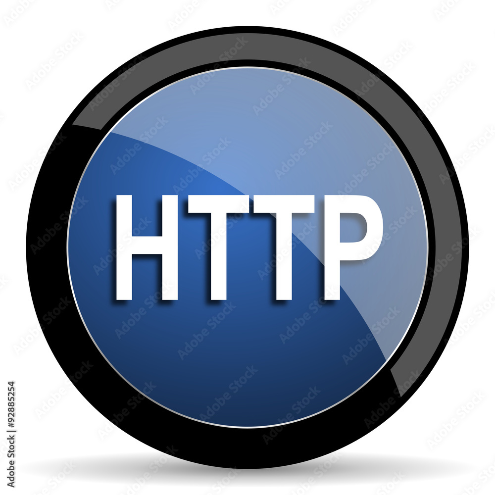 Fototapete http blue circle glossy web icon on white background, round button for internet and mobile app