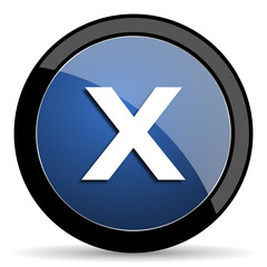 Obraz premium cancel blue circle glossy web icon on white background, round button for internet and mobile app