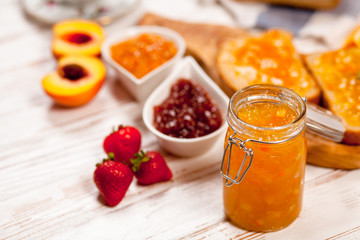 Slices of bread with jam