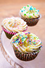 close up of sweet colorful cupcakes