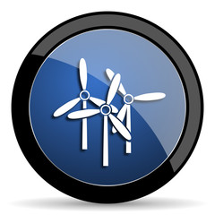 windmill blue circle glossy web icon on white background, round button for internet and mobile app