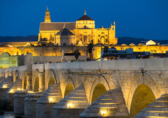 Fototapeta na wymiar Roman Bridge and Mezquita, Cordoba, Spain