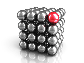 Different Red Sphere As Leadership Concept