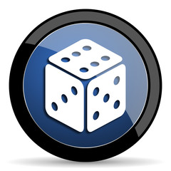 game blue circle glossy web icon on white background, round button for internet and mobile app