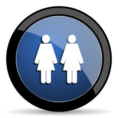 couple blue circle glossy web icon on white background, round button for internet and mobile app