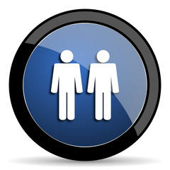 couple blue circle glossy web icon on white background, round button for internet and mobile app