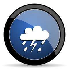 storm blue circle glossy web icon on white background, round button for internet and mobile app