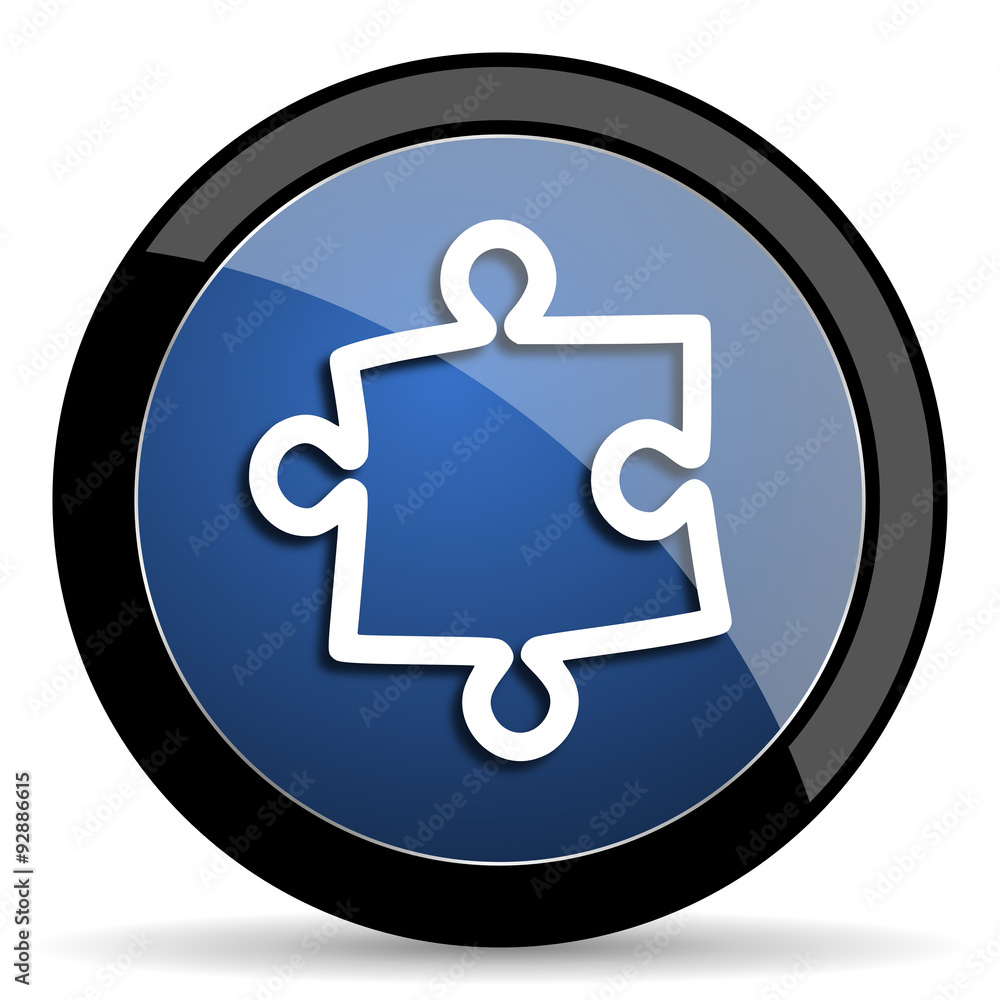 Aufkleber puzzle blue circle glossy web icon on white background, round button for internet and mobile app
