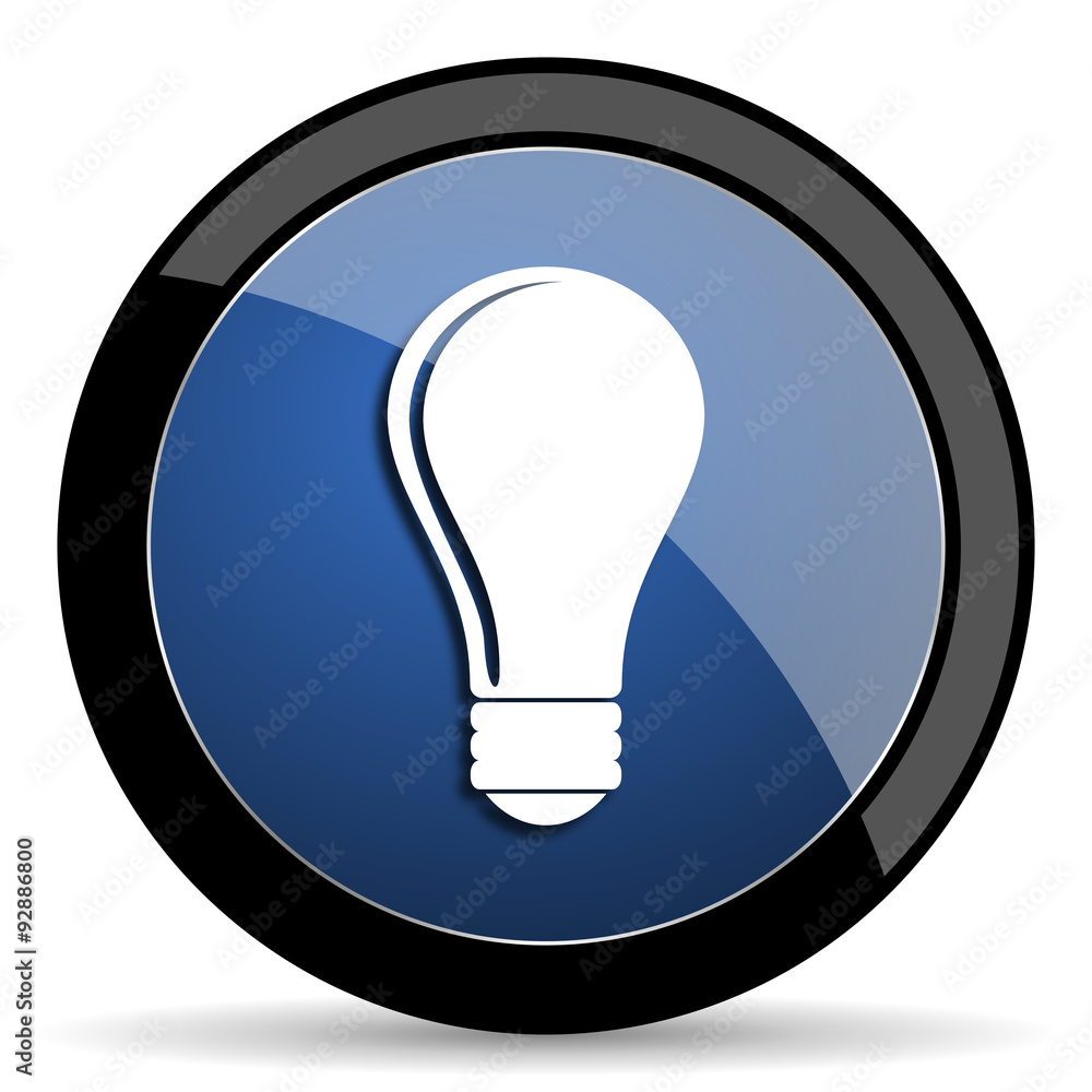 Aufkleber bulb blue circle glossy web icon on white background, round button for internet and mobile app