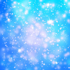 Naklejka na ściany i meble Abstract snowfall or rainfall background with drops, snowflakes and sparkle illustration. Winter season Holiday copy space background.
