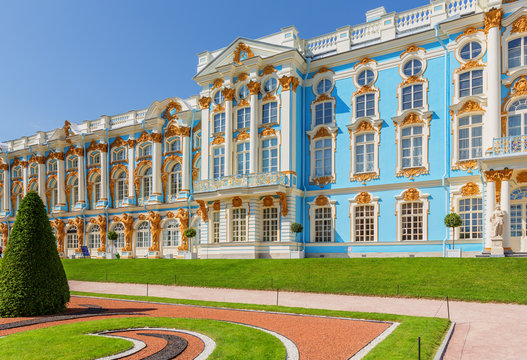 The Catherine Palace at the Catherine Park (Pushkin) in summer day