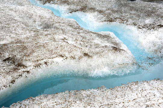 Close up of melting Athabasca Glacier, Banff National Park, Canada