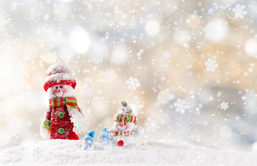 Christmas background with snowman