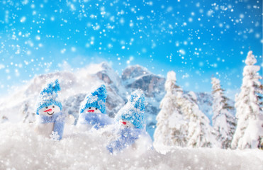 Christmas background with snowman