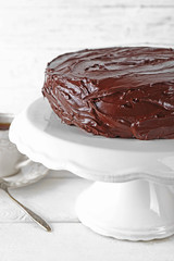 delicious chocolate dessert on white background