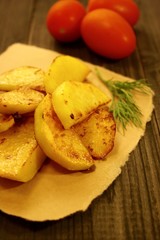  roasted potatoes and tomatoes
