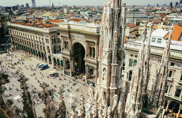 Vittorio Emanuele Gallery and piazza del Duomo in Milan. Italy