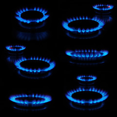 Gas burners in the kitchen oven