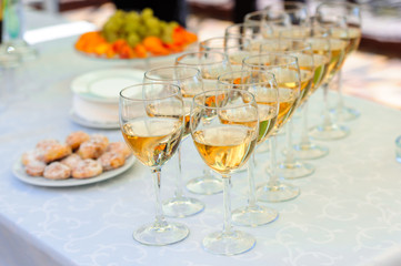 Glasses with wine on the table