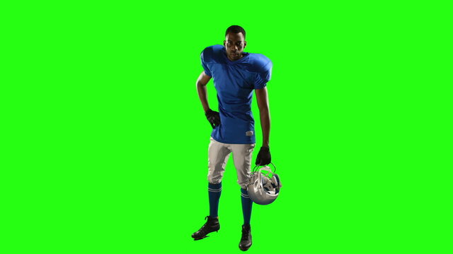 American football player on green screen