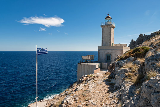 The historic lighthouse at Cape Maleas in Peloponnese, Greece