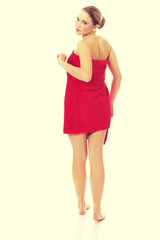 Spa woman wrapped in towel.