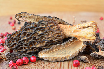 Dried Morels close up