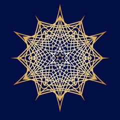 Hand-drawn doodles snowflake, metallic color gradient.