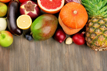 Fruits and vegetables on table