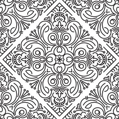 Seamless Abstract Tribal Black-White Pattern. Hand Drawn Ethnic