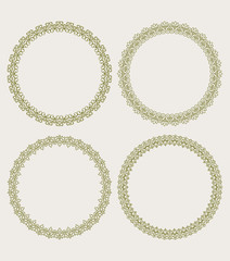 Set of 4 rich decorated calligraphic round frames.