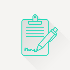 Clipboard with sign and pen icon