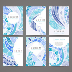 Set of vector design templates. Brochures in random colorful