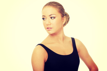 Young beautiful woman in swimsuit.