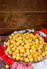 cooked and peeled chickpeas in plate