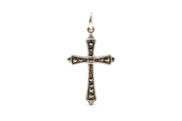 Antique silver cross with marcasite for on a necklace