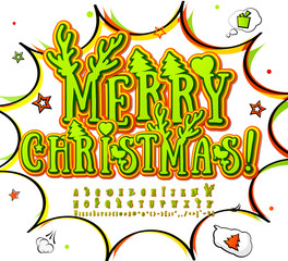 Colorful high detail comic font, alphabet. Comics, pop art