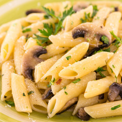 Mushroom Pasta, Penne con funghi champignon, Italian Food