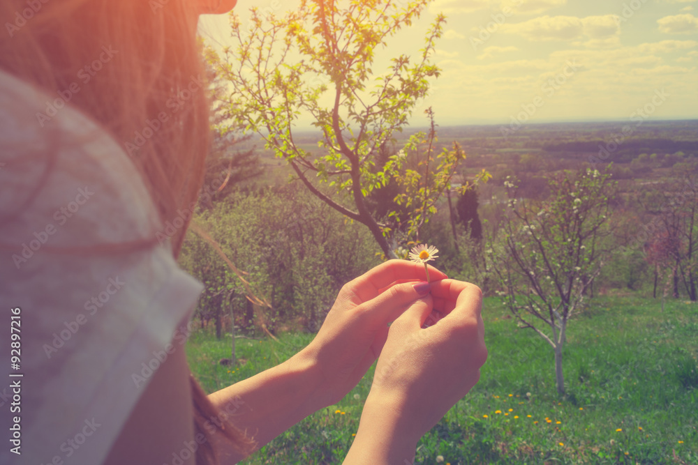 Sticker Girl with a daisy.