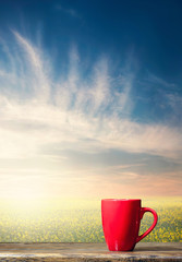A cup of coffee on the natural background