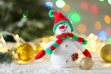 Cute snowman on Christmas background