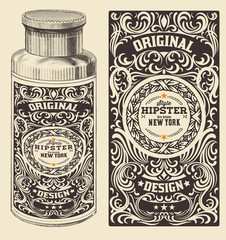 Retro design with bottle. Vector.