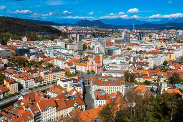Obraz premium Aerial view of Ljubljana in Slovenia