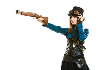 Funky girl in steampunk style.
